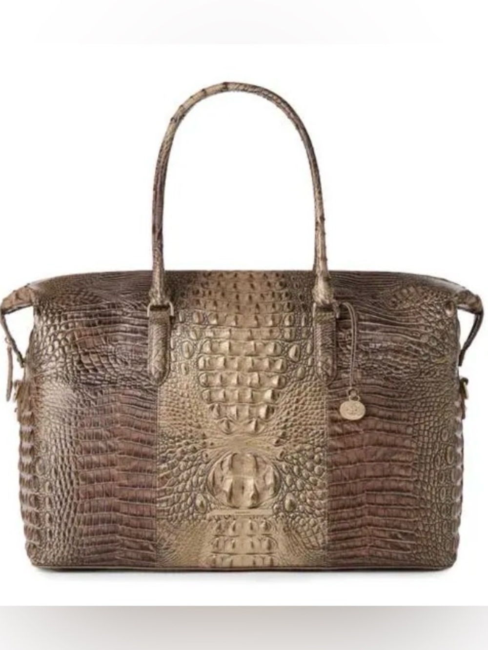 BRAHMIN Duxbury Weekender BRINDLE Croc Embossed Leather Duffle Bag NWT